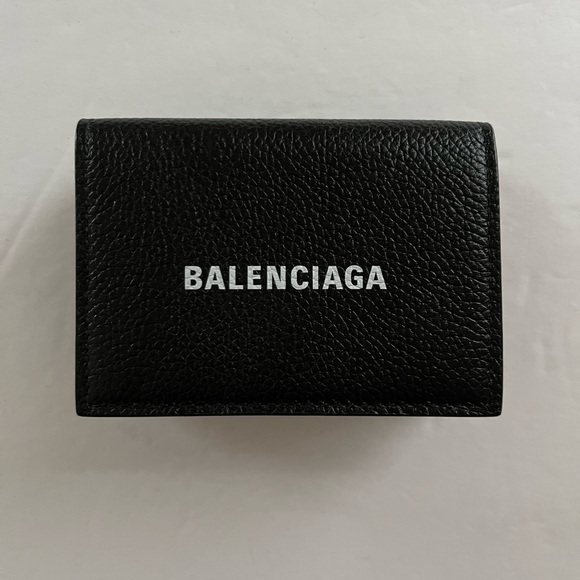 Balenciaga Leather Compact Wallet Black New - Picture 1 of 8